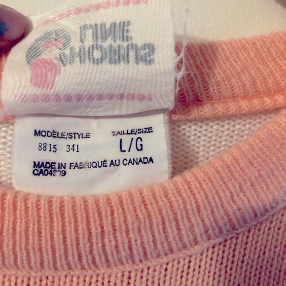 Vintage Women’s Pink and White Sweater Size Large Chorus Line 80s Sweater - Picture 4 of 5